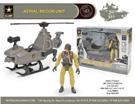 Us Army Box Toy Set W/ Soldier & Cargo Helicopter