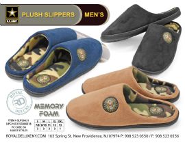 Us Army - Mens Memory Foam Slippers - Camo Design - Outer Side Eagle Emblem