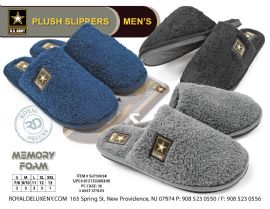 Us Army - Mens Memory Foam Fuzzy Plush Slippers - Outer Side Star Symbol