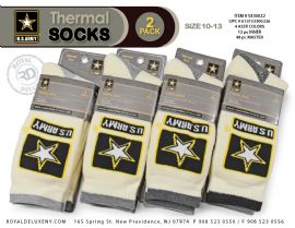 Us Army - Mens 2pk Thermal Socks - Light Solid / Tri Tonal - Star Symbol