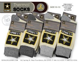 Us Army - Mens 2pk Thermal Socks - Light Solid / Light Marled - Star Symbol