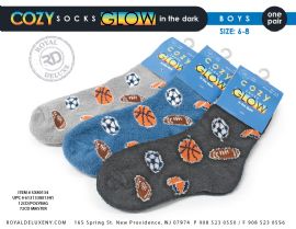 Glow In The Dark Cozy Socks Size 6-8 Basketball Design