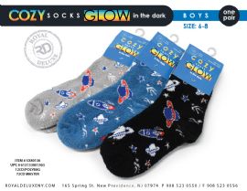 Glow In The Dark Cozy Socks Size 6-8 Space Design