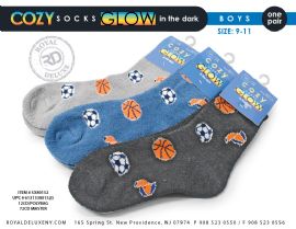 Glow In The Dark Cozy Socks Size 9-11 Basketball Design