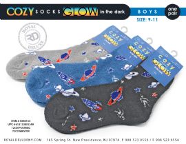 Glow In The Dark Space Design Cozy Socks Size 9-11