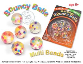 6pk Mini Bounce Ball Multi Bead Design