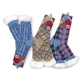 Women's Sherpa Lined Plush Plaid Cabin Socks