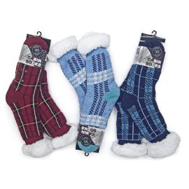 Men's Plaid Fur Lined Cabin Socks Plaid Design
