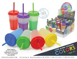 3pk Color Changing Cup W/ Straws 2tonal