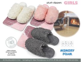 Girl's Fuzzy Top Memory Foam Slipper