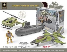 Us Army Combat Vehicle Set With Action Figure, Submarine, Jet & Helicopter